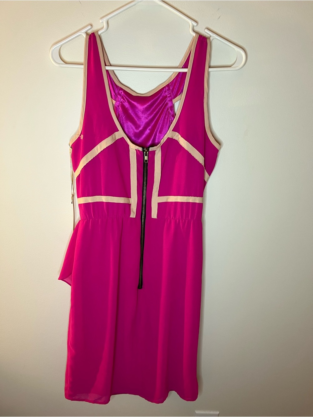 Gibson Latimer Hot Pink Dress with Cream Trim